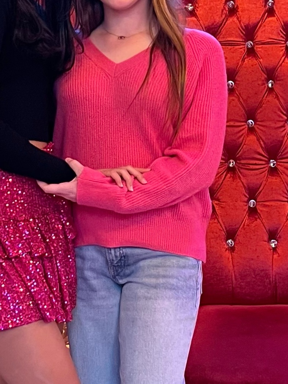 Old Navy Pink V-Neck Ribbed Knit Sweater